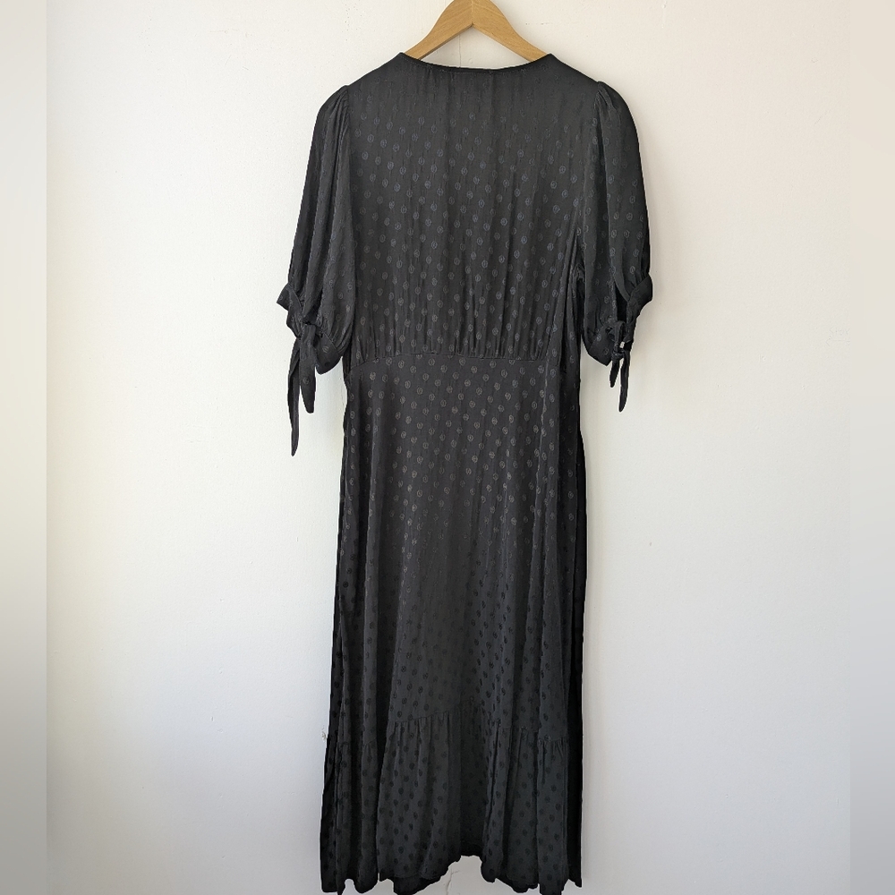 Maeve Anthropologie Black Button-Front Midi Dress with Tie Sleeves - Picture 15 of 15